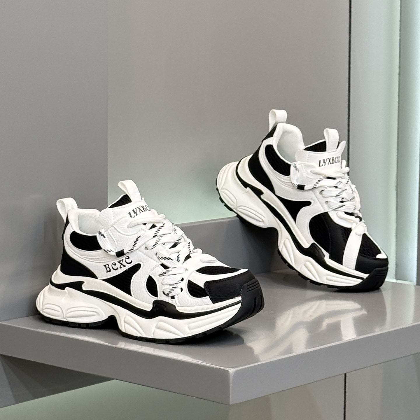 男鞋2026春季新款网面透气厚底老爹鞋拼色透气增高运动百搭休闲鞋