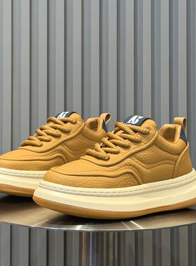 欧货真皮小白鞋男2025新款冬季加绒潮鞋保暖运动休闲老爹鞋面包鞋