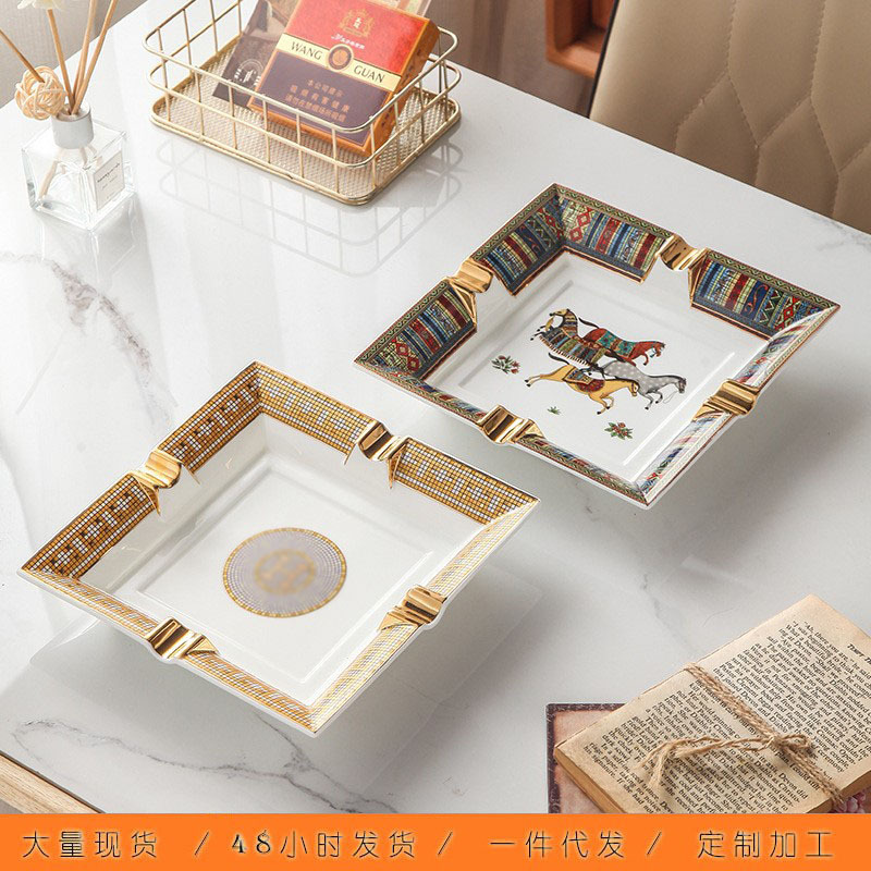 创意陶瓷大号烟灰缸酒吧会所雪茄烟灰缸家用茶几桌面欧式摆件