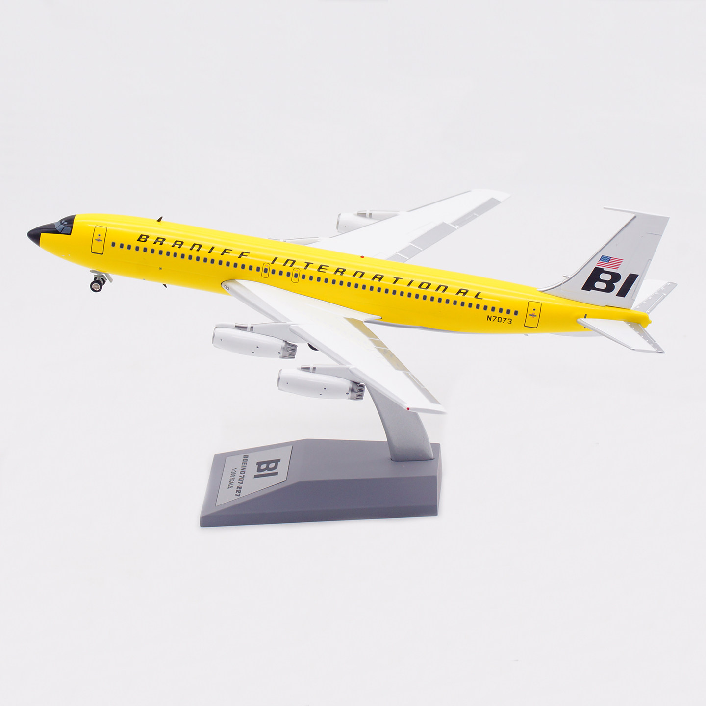 Inflight 1:200 布兰尼夫 波音B707-200 N7073 合金飞机模型 黄色