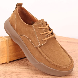 外贸男鞋真皮休闲皮鞋男士头层牛皮软底透气百搭英伦复古防滑单鞋