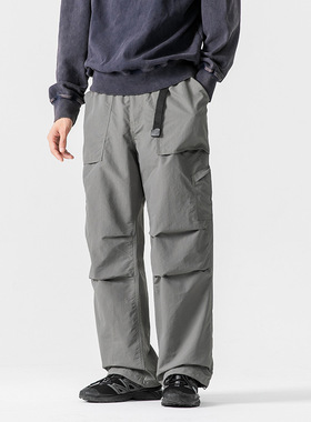 潮牌户外徒步登山宽松轻量化休闲长裤纯色速干透气运动男式工装裤