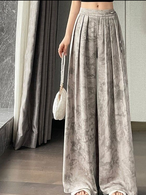 Summer Ink Wash Silk Pants: Chic High-Waisted Wide Leg Find! - Product image 3