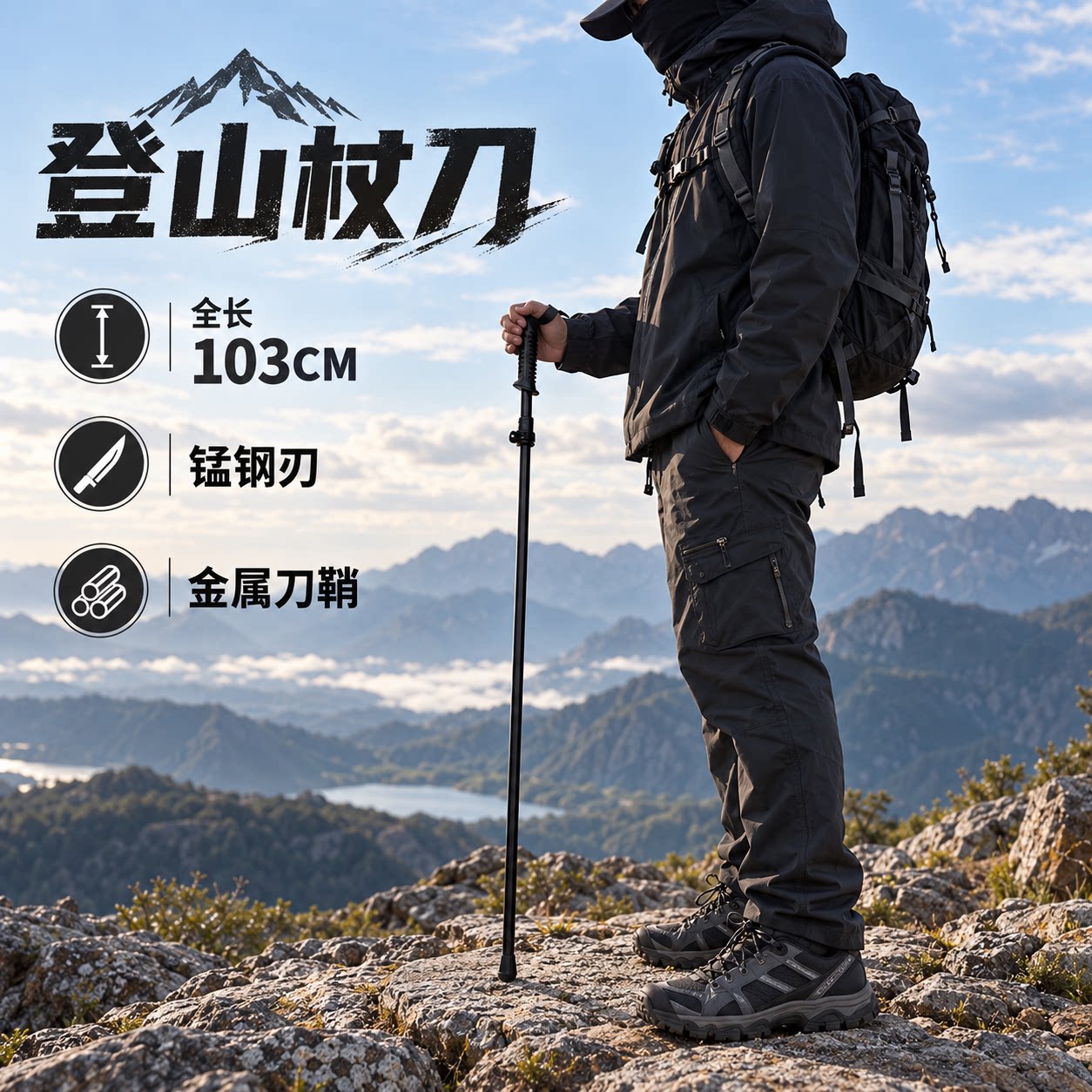 龙泉刀登山杖刀冷兵器未开刃