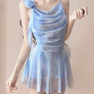 纳思曼2653成人泳衣渐变色新款 游泳衣女连体遮肉显白温泉度假泳装