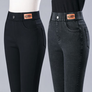 加绒加厚紧身小脚 显瘦弹力收腹女士大码 高腰牛仔裤 女2025秋冬新款