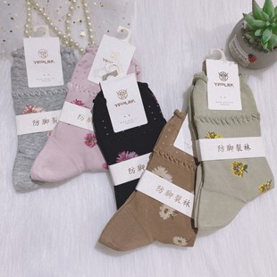 吉林鹿人女士防裂袜子中高筒棉质后跟保护袜秋冬防脚干脚裂袜6013