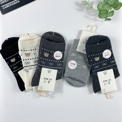 秋冬女士中厚棉袜卡通学生袜