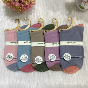 吉林鹿人袜业松口女袜桑蚕丝春秋卷边中筒孕妇月子宽松老人袜6008