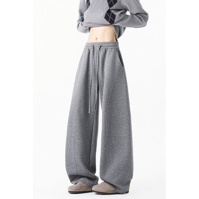 NNEFC秋冬新款加厚弯刀卫裤男女2025加绒宽松阔腿裤男生休闲裤子