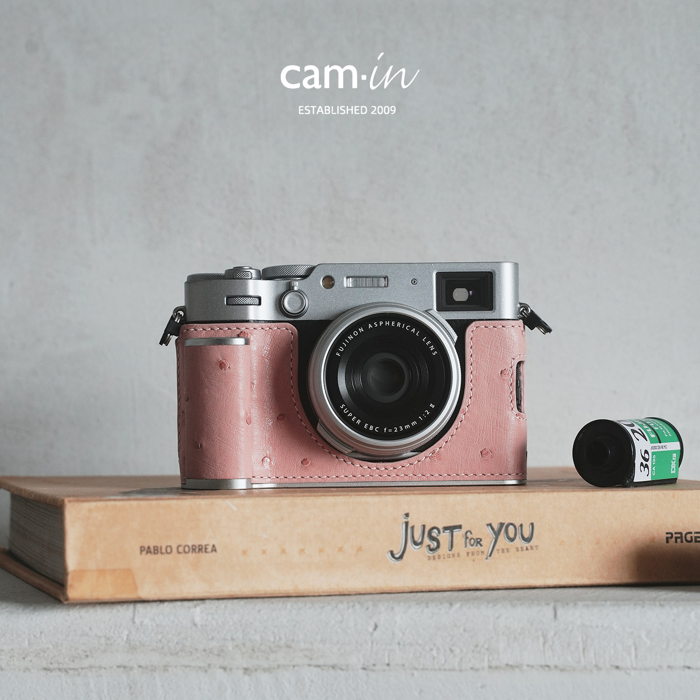 cam-in鸵鸟皮真皮手工富士x100vi相机保护皮套手柄底座款x100六代