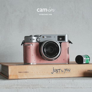 cam x100六代 in鸵鸟皮真皮手工富士x100vi相机保护皮套手柄底座款