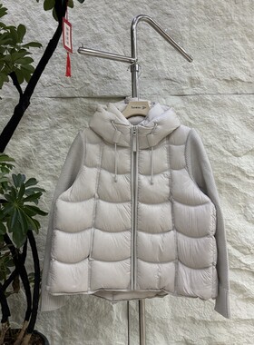 欧洲站95白鸭绒百搭针织拼接保暖羽绒服外套2026冬款潮女665 安