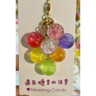 日本糖果手作糖球双球拉链扣精致可爱包包挂件小号透色