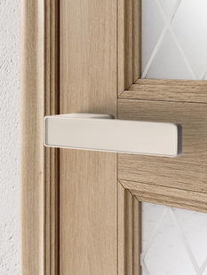 极简门锁米白色卧室木门锁生态门把手意式 室内简约磁吸静音房门锁