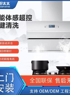 新款白色侧吸抽油烟机变频猛火燃气灶烟机灶具消毒柜套装批发