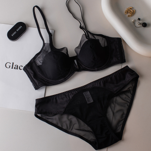 内衣女大胸显小胸蕾丝软钢圈套装 维多利亚多培尔文胸法式 性感薄款