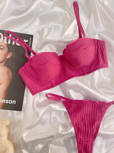 维多利亚半杯大胸显小内衣女士夏季薄款法式性感小胸聚拢文胸套装