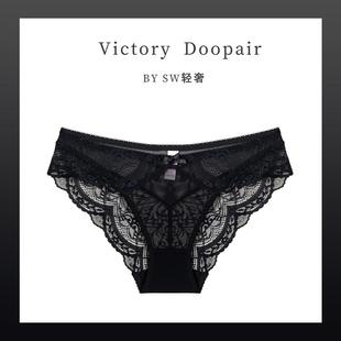 透气舒适情调纯棉裆三角裤 女大码 性感蕾丝内裤 维多利亚多培尔法式