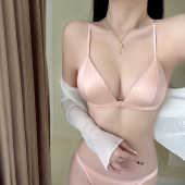 无钢圈文胸罩 三角杯季 维多利亚美背前扣内衣女小胸聚拢薄款 法式