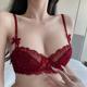 维多利亚多培尔性感蕾丝红色内衣女大胸显小收副乳大码 文胸罩套装