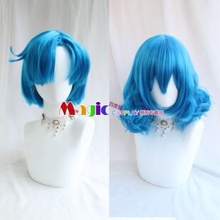水蓝色短卷cos假发 河城荷取/东方的河童/水屿郁/水野亚美 米诺斯