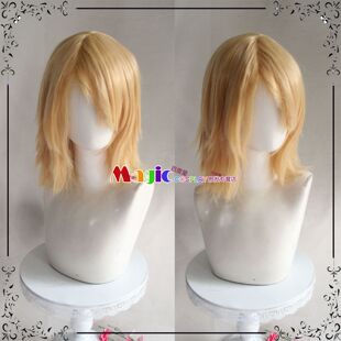 明日方舟 玛恩纳COSPLAY假发 金色侧分短发加长假毛