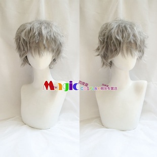 浪客 雪代缘COS假发 剑心 动漫假毛　银灰色短卷发男凌乱假毛