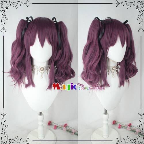 COSPLAY假发 虚拟主播彩虹社Lee Roha伊罗哈 暗酒红色马尾LOLITA