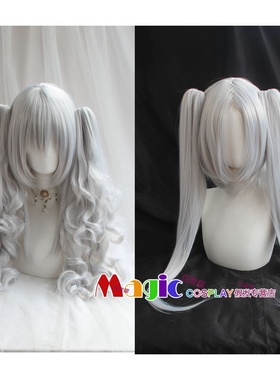 fgo艾蕾幽冥娘娘cos假发 银白色马尾软妹LOLITA假发 动漫假毛