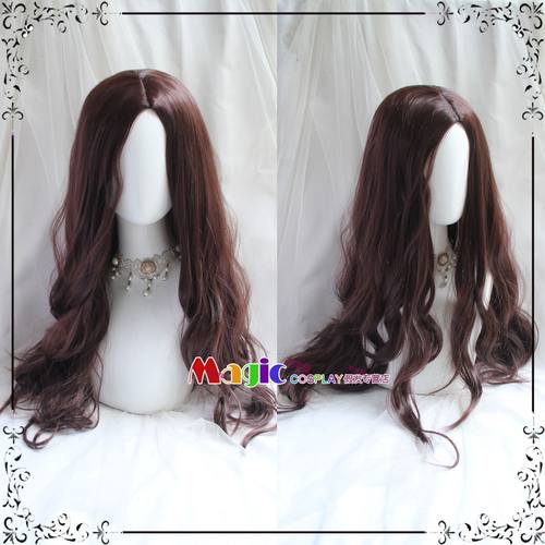 棕色中分长卷发少年魔法师COS