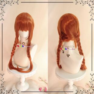 COS假发 星期三 艾格尼丝·德米勒 桔色双麻花长发假毛现货