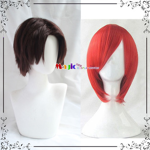 拳皇 八神庵 草雉京 COS假发 红色收脸短发假毛