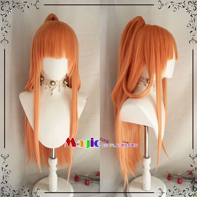 王者荣耀cos假发 公孙离原皮幻舞玲珑cosplay 桔色长发马尾LOLITA