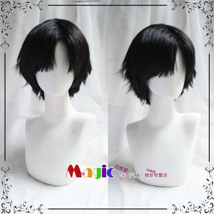 光与夜之恋 萧逸 黑色中分侧分三七分帅气男短发 cos现货假发