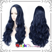 僵尸新娘 深蓝色中分长卷发头套假毛 甄姬圆舞曲 艾米莉 cos假发