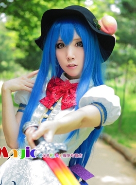 cosplay假发 幸运星 泉此方 温蒂 比那名居天子 沧月cos假毛蓝色