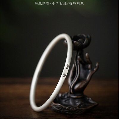 S925纯银手镯女古法传承年轻细款复古简约中国风实心闭口慎独素银