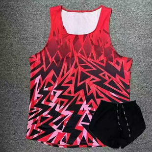 新款夏季体育田径跑步背心套装男女体考比赛运动服马拉松背心