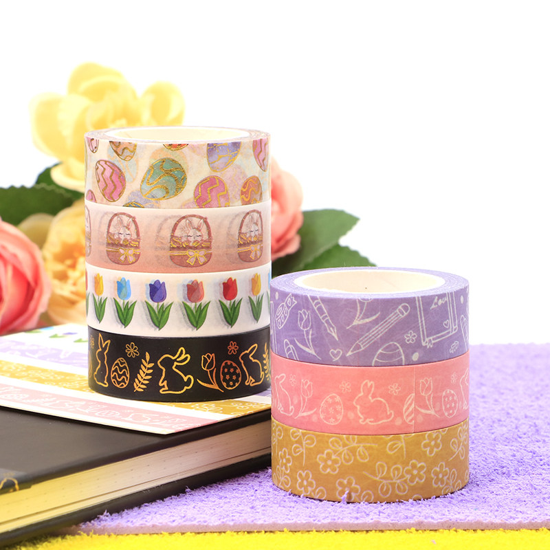 鸭*复活节彩蛋兔diy手帐和纸胶带装饰贴纸儿童手工道具节日胶带纸