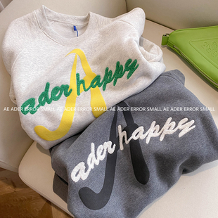 宽松套头圆领毛巾字母上衣潮 small加绒卫衣女秋冬新款 ader error