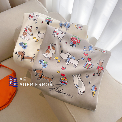 正品ader卡通狗宽松短袖T恤男女