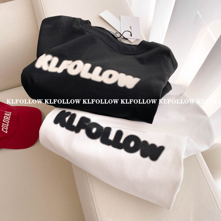 KLFOLLOW长袖圆领套头假两件T恤春秋潮牌休闲宽松打底上衣欧美潮