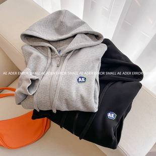 连帽加厚开衫 small外套秋冬上衣连帽宽松休闲加绒帽衫 error ader