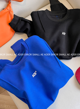 ader error small幂幂同款卫衣克莱因蓝春秋宽松圆领秋冬男女上衣