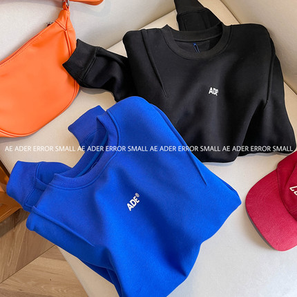 ader error small幂幂同款卫衣克莱因蓝春秋宽松圆领秋冬男女上衣