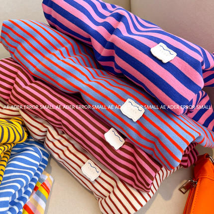 ader error small长袖T恤女春秋慵懒风宽松圆领条纹打底衫上衣潮
