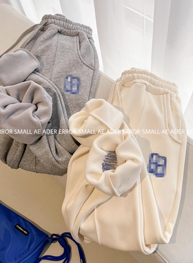 ader error small秋冬加绒卫裤字母刺绣宽松长裤男女运动情侣长裤