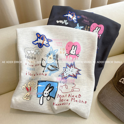 正品ader兔子印花卫衣男女