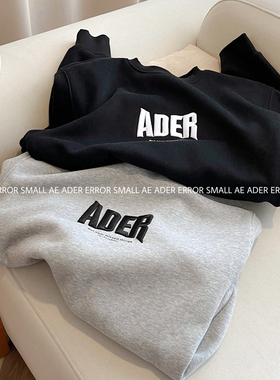 ader error small春季2024新款简约字母刺绣宽松圆领套头卫衣男女